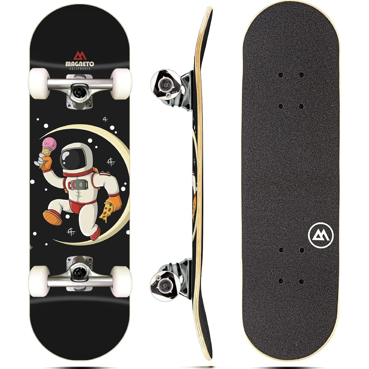 Magneto Complete Skateboard | 27.5" x 7.5" | 6-Layer Canadian Maple Double Kick Concave Deck | Skateboard Cruiser Skateboard for Kids Ages 3-14, Boys, Girls, Beginners, and Teens